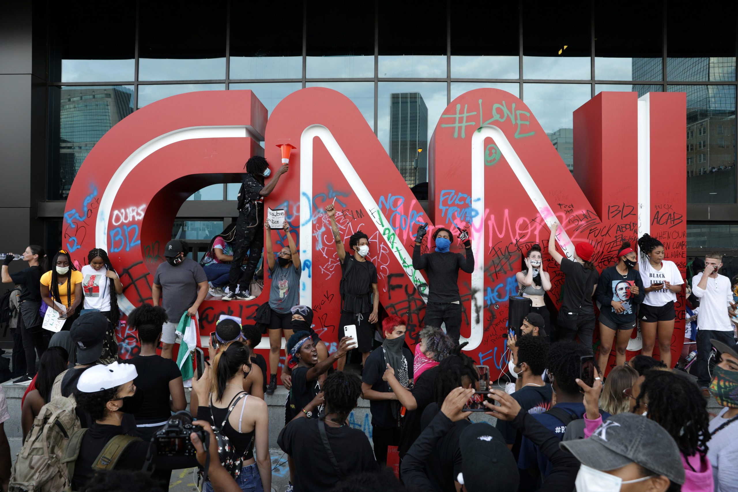 Protesters Vandalize and Deface CNN Building in Atlanta Amid Protests Over George Floyd Death