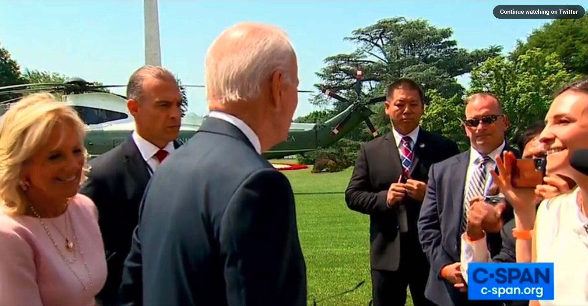 Watch: Jill Biden Physically Tries to Pull POTUS Away From Speaking to Reporters