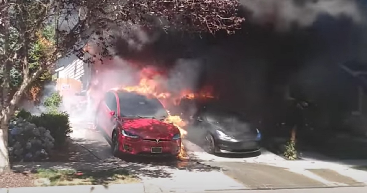 Watch: Insane Moment Firefighters Battle 2 Engulfed Teslas and Erupting Ammo at House Fire