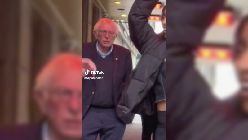 ‘Totally Relatable’: Sanders Appears to Stumble Into TikTok Shoot – His Reaction Goes Viral