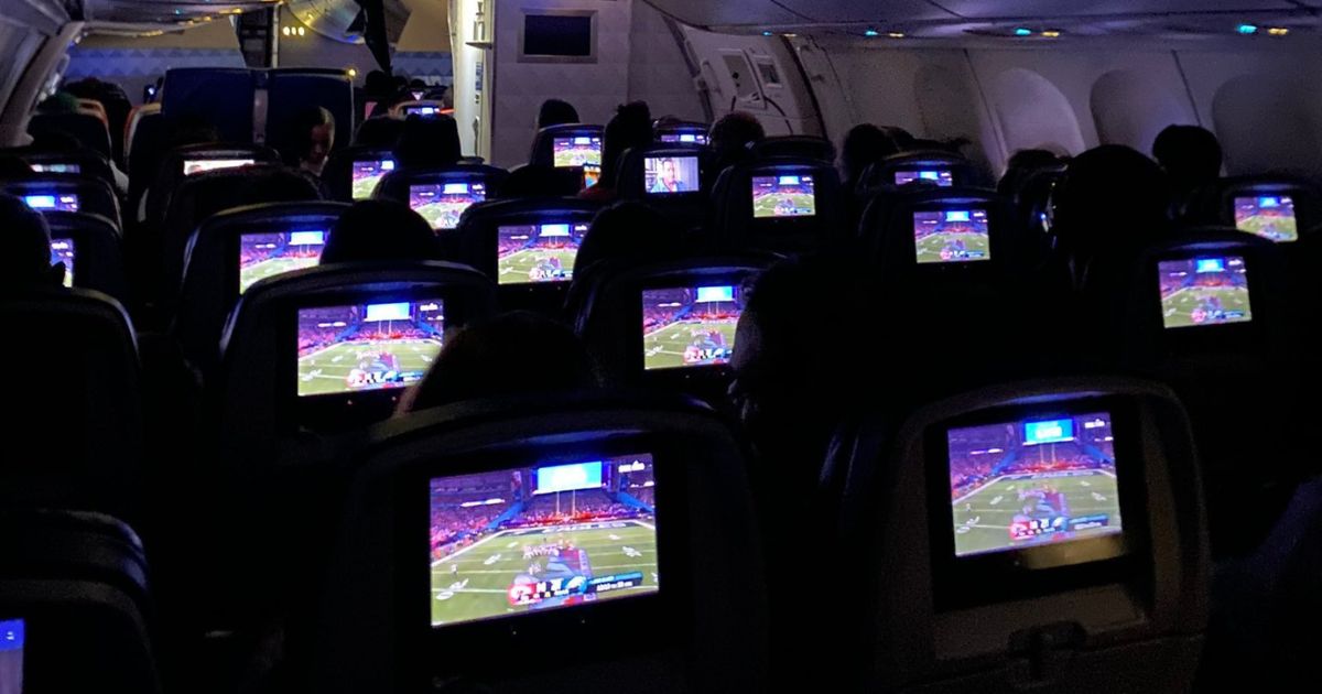‘Should Be Jailed’: Photo of Plane Passenger’s Screen on Super Bowl Sunday Goes Viral