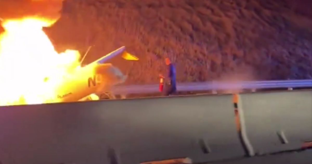 Pilot Puts Out Mayday Call Before Plane Bursts Into Flames on Interstate