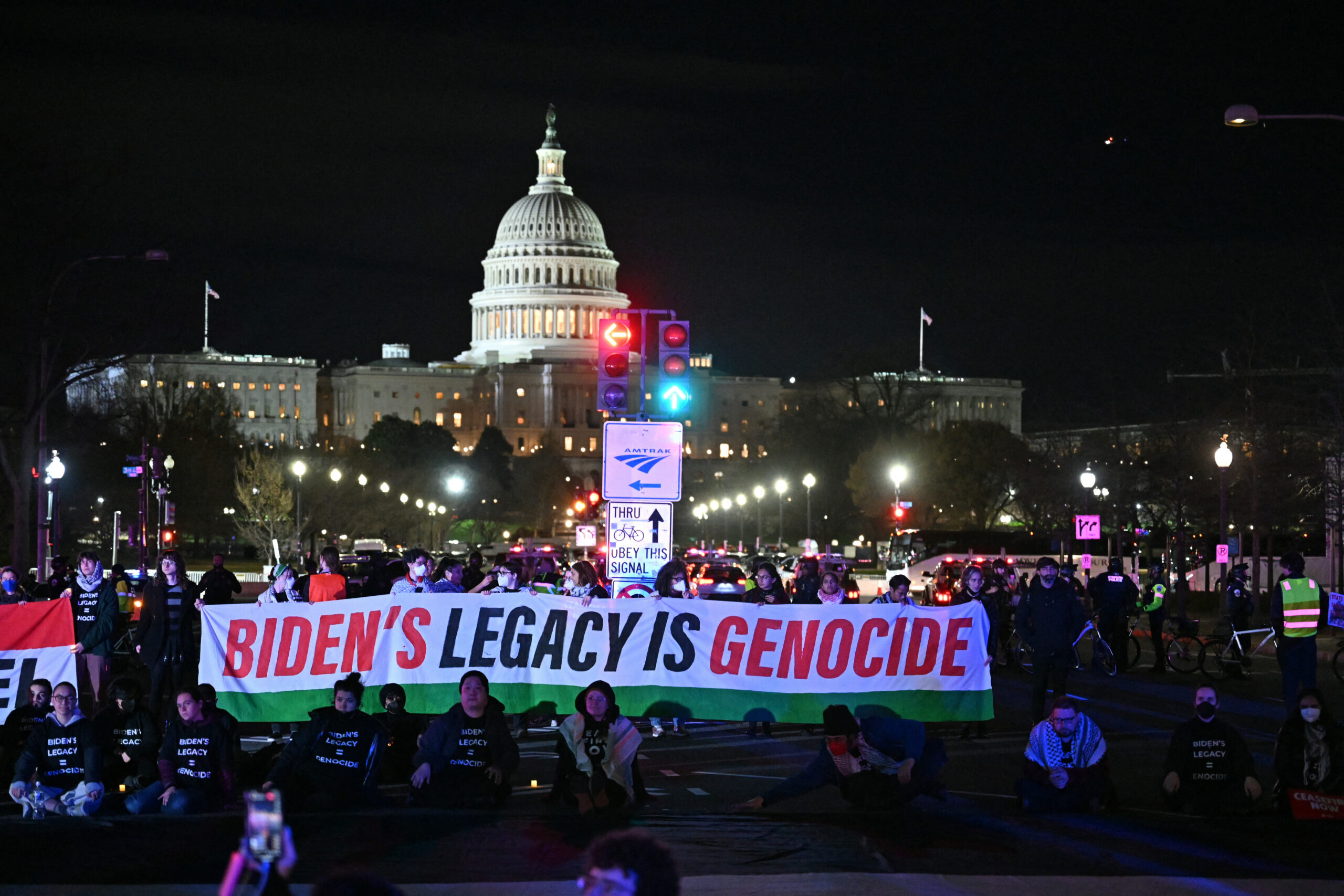 State of the Union Night Gets Off to Rocky Start as Protesters Block Biden’s Route to Capitol