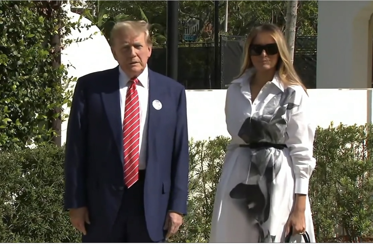 Melania Trump Joins Husband at Polls
