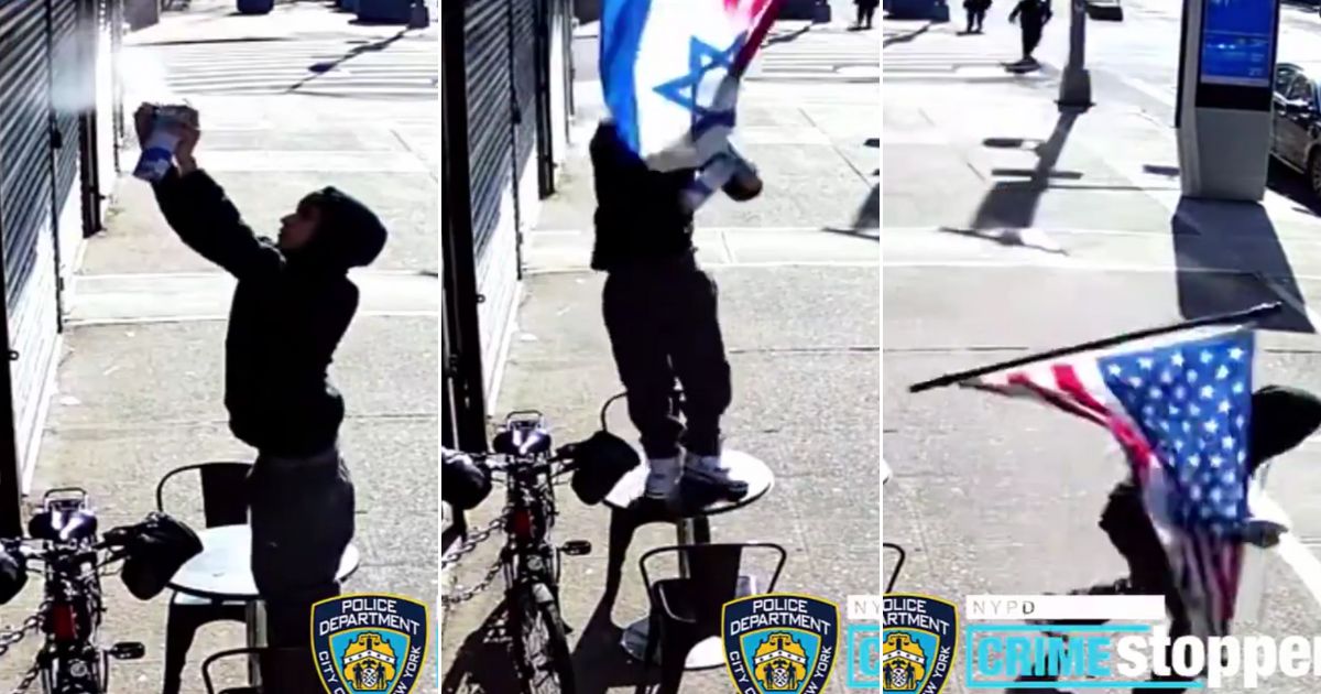 Watch: Man’s Attempt to Burn American and Israeli Flag Fails in Humiliating Fashion