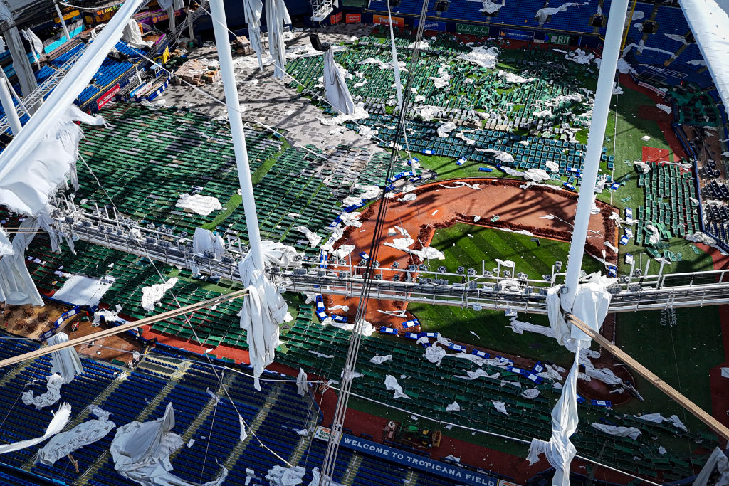 ‘OMG’: Video Captured of Hurricane Milton Tearing Roof off Tampa Bay Rays’ Stadium