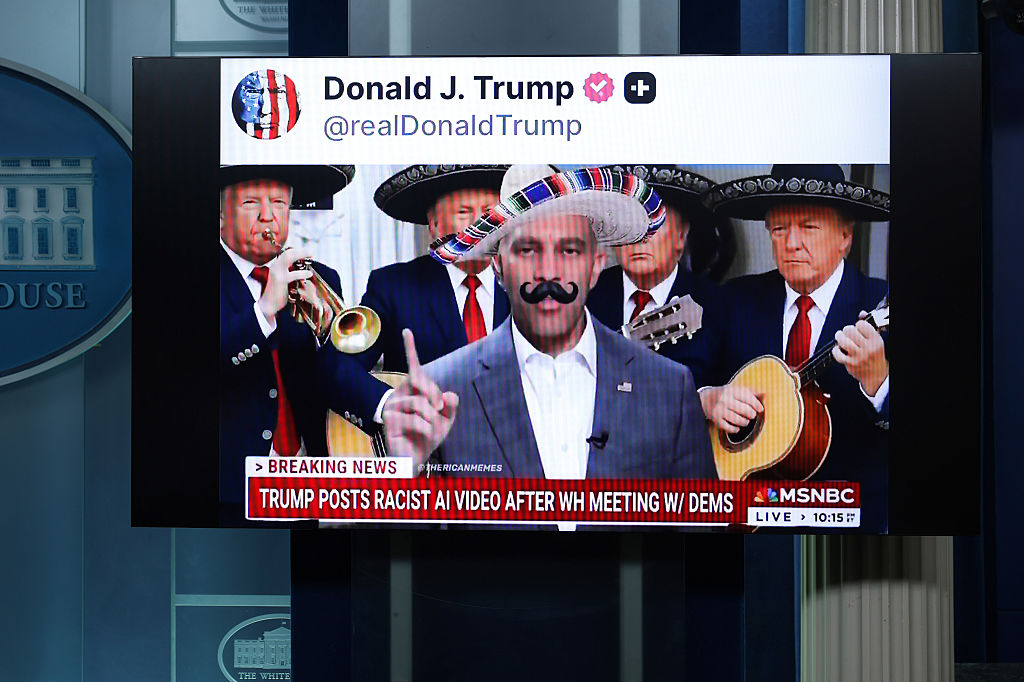 AI Video Shows Trump Tossing ‘Trump 2028’ hat at Jeffries