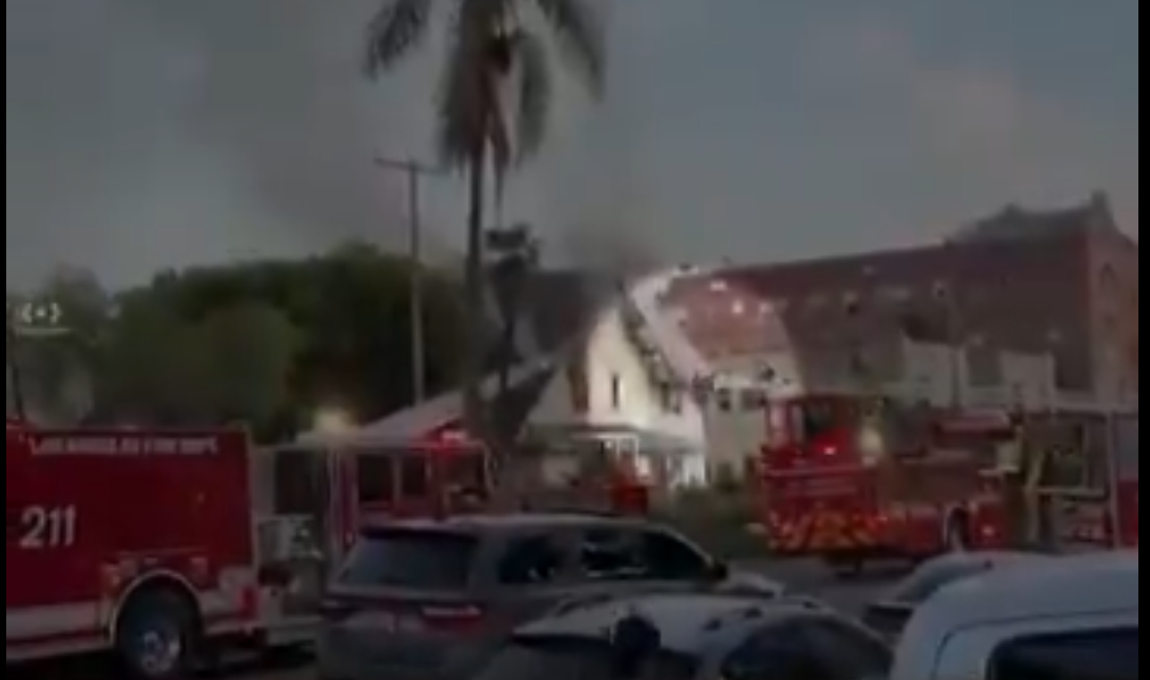 Firefighter Survives Scary Ladder Fall During LA House Blaze