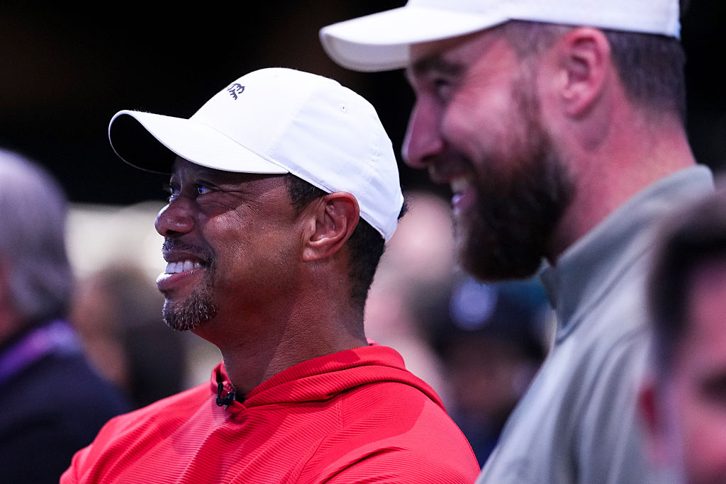 Kelce Chats With Trump’s Granddaughter at Tiger Woods’ TGL Event