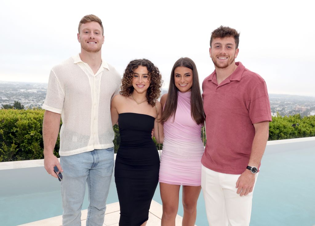BEVERLY HILLS, CALIFORNIA – MAY 20: (L-R) Will Levis, Gia Duddy, Juliana Alessandroni and Sean Clifford attend the Rookie Premiere Wrap Party hosted by Fanatics CEO Michael Rubin on May 20, 2023 in Beverly Hills, California. (Photo by Kevin Mazur/Getty Images for Fanatics)