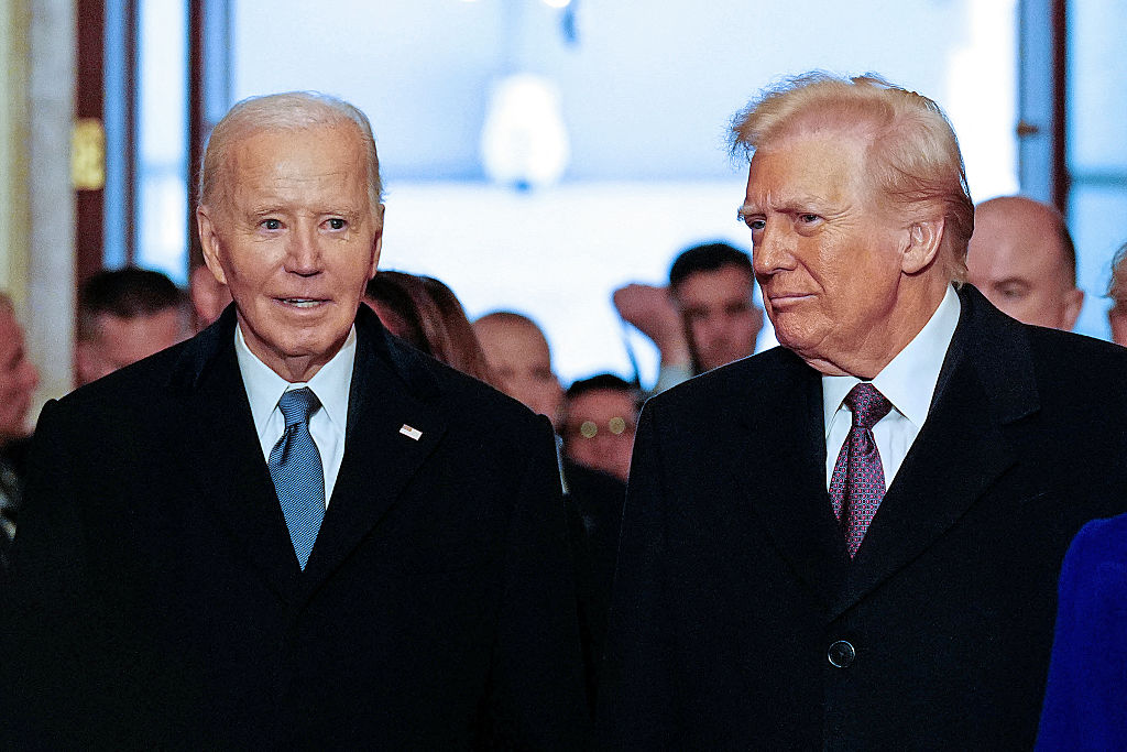 US President Joe Biden (L) and President-elect Donald Trump arrive for the inauguration ceremony where Donald Trump will sworn in as the 47th US President in the US Capitol Rotunda in Washington, DC, on January 20, 2025. (Photo by Melina MARA / POOL / AFP via Getty Images)
