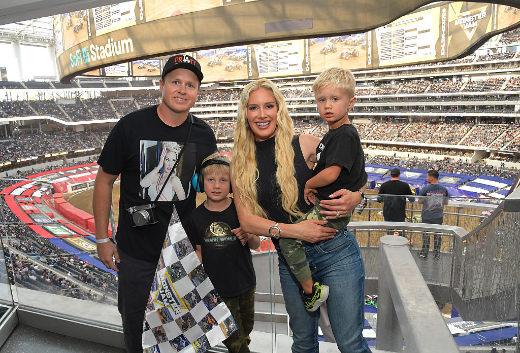 INGLEWOOD, CALIFORNIA – APRIL 11: (L-R) Spencer Pratt, Gunner, Heidi Pratt and Ryker attend Monster Jam at SoFi Stadium on April 11, 2026 in Inglewood, California. (Photo by Charley Gallay/Getty Images for Feld Entertainment, Inc.)