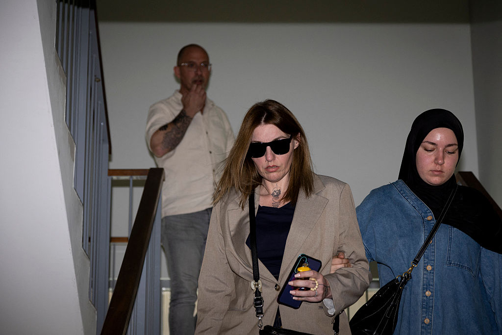 Laetitia R leaves the morning session devoted to the psychological analysis of Guillaume Bucci. France, Alpes-de-Haute-Provence, Digne-les-Bains, May 20, 2026. Since Monday, the trial of Guillaume Bucci has been underway at the Assize Court of Digne-les-Bains. The 51-year-old man is accused of rape and acts of torture committed between 2015 and 2022 against his former partner, Laetita. (Photo by Thibaut Durand / Hans Lucas / AFP via Getty Images)