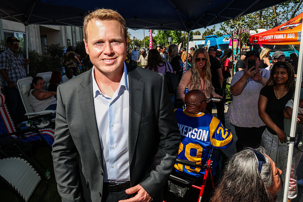 Los Angeles, CA – May 20:LA Mayoral candidate Spencer Pratt hosts a campaign “block party” event on 10th Ave. in Los Angeles, CA on Wednesday, May 20, 2026.(Robert Gauthier/Los Angeles Times via Getty Images)